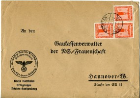 1942, 24.Jul., Bf.m. MeF. NÖRTEN-HARDENBERG(Handstpl.) nach Hannover. Porto: RM 0.24. Ab...