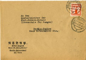 1942, 15.Aug., Bf.m. EF. BERLIN-PANKOW 1 p(Handstpl.) nach Berlin. Porto: RM 0.08. Abs.:...