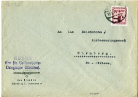 1943, 22.Mai , Bf.m. EF. ELTERSDORF 2 d(Handstpl.) nach Nürnberg. Porto: RM 0.12. Abs.: ...