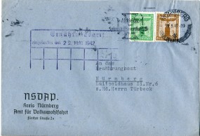 1942, 28.Mai , Bf.m. MiF. NÜRNBERG 2 l - DIE STADT DER REICHSPARTEITAGE - ALTKLEIDER UND ...