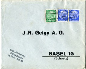 1934, 1.Okt., Bf.m. MiF. KREFELD 2 *e(Handstpl.) in die Schweiz. Porto: RM 0.55.