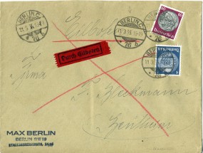 1935, 11.Mrz., Eil-Bf.m. MiF. BERLIN C76 *b(Handstpl.) nach BENTHEIM **c. Postlaufzeit...