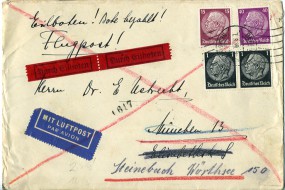 1939, 7.Aug., Lp.-Eil-Bf.m. MiF. BERLIN-NEUKÖLLN 1.(Rollerstpl.) nach MÜNCHEN TA n HAUP...