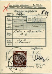 1942, 11.Feb., Einlieferungsscheinm. EF. LANDECK, TIROL 7a(österr. Handstpl.). Porto: RM...