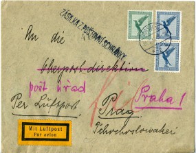 1930, 15.Mrz., Lp.-Bf.m. MiF. AUGSBURG 2 *s(Handstpl.) nach PRAHA 25 1h(Tschechoslowak...