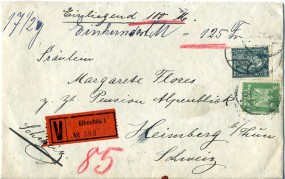 1926, 8.Apr., W-Bf.m. MiF. ELBERFELD 1.(undeutl.Handstpl.) nach HEIMBERG(Schweiz). Pos...