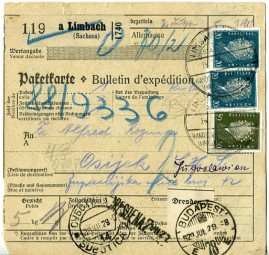 1929, 26.Jul., Paketkte. m. MiF. LIMBACH (SACHSEN) - DIE STADT DER HANDSCHUH-TRIKOTAGEN W...
