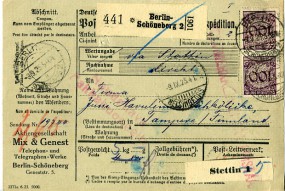 1925, 3.Sep., Paketkte. m. MiF. BERLIN-SCHÖNEBERG 2 a(Handstpl.) über STETTIN 1 AUSLAND...