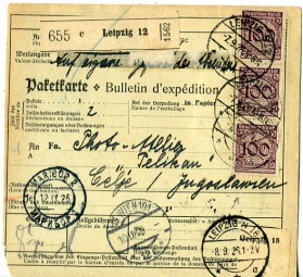1926, 7.Sep., Paketkte. m. MiF. LEIPZIG S12 **b(Handstpl.) über LEIPZIG N18 **a, 15 W...