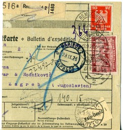 1926, 23.Sep., Paketkte. m. MiF. REMSCHEID 2 *a(Handstpl.) über KÖLN-DEUTZ 1 c, .. WI...