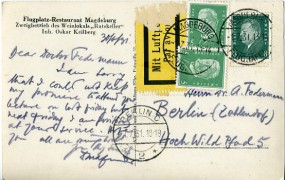 1931, 1.Jul., Lp.-Ans.-Kte. m. MiF. MAGDEBURG FLUGHAFEN(Handstpl.) nach BERLIN C2 L*. ...