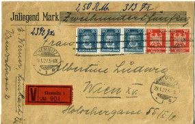 1927, 27.Jan., W-Bf.m. MiF. CHEMNITZ 1 n(Handstpl.) nach 15 WIEN 101 *5h*(Österreich)....