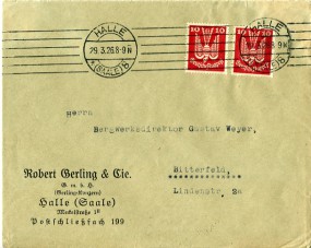 1926, 29.Mrz., Bf.m. MeF. HALLE (SAALE) 8 *(Masch.-Stpl.) nach Bitterfeld. Porto: RM 0.2...
