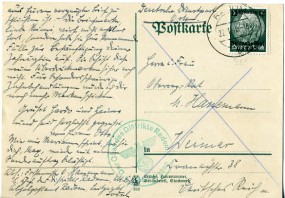 1940, 22.Jan., Kte. m. EF. RADOM.(Handstpl.) nach Weimar. Porto: Zl.0.12.