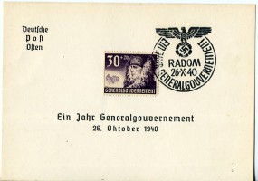 1940, 26.Okt., Kte. m. EF. RADOM - EIN JAHR GENERALGOUVERNEMENT(So.-Stpl.).