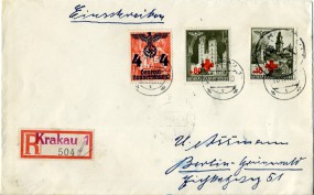 1940, 16.Aug., R-Bf.m. MiF. KRAKAU 1 t(poln. Handstpl.) nach BERLIN-GRUNEWALD 1 a. Por...