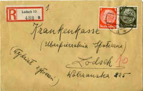 1940, 17.Jan., R-Bf.m. MiF. LODZ 10 *a*(poln. Handstpl.) nach LODZ 7 c. Postlaufzeit: ...