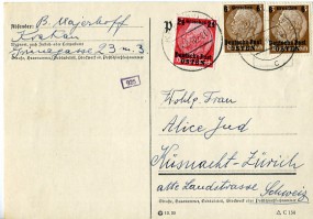 1940, 14.Feb., Kte. m. MiF. KRAKAU 1 c(Handstpl.) in die Schweiz. Porto: Zl. 0.36(+). M....