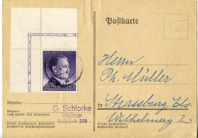 1943, 20.Jul., Kte. m. EF. LEMBERG 1 p(Handstpl.) nach Straßburg. Porto: Zl.0.12.