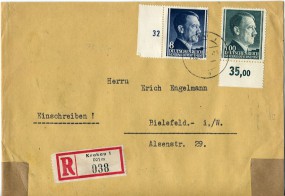 1942, 13.Mai , R-Bf.m. MiF. KRAKAU 1 a(Handstpl.) nach BIELEFELD 1 r. Postlaufzeit: 5 ...