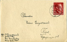 1943, 18.Jan., Bf.m. EF. GOSLAR e(dt.Handstpl.) nach Kiel. Porto: (RM 0.12).