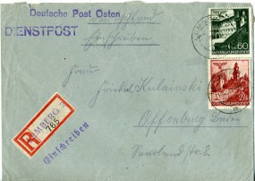 1941, 18.Okt., R-Bf.m. MiF. LEMBERG 2 a(Handstpl.) nach OFFENBURG (BADEN) *g. Postlauf...
