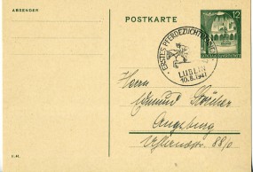 1941, 10.Aug., 12gr.-GA-Kte. LUBLIN - ERSTES PFERDEZUCHTRENNEN(So.-Stpl.) nach Augsburg....