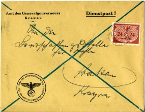1940, 21., Bf.m. EF. KRAKAU 20 c(Handstpl.) nach Krakau. Porto: Zl.0.24.