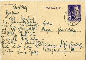 1944, 17.Feb., 12gr.-GA-Kte. KRAKAU 1 c(Handstpl.) nach Koblenz. Porto: Zl.0.12.