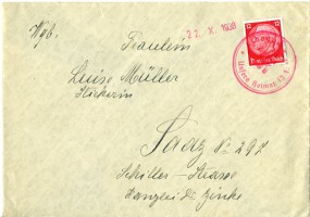 1938, 22.Okt., Bf.m. EF. ELBOGEN - UNSERE HEIMAT IST FREI(rot.Handstpl.) nach Saaz. Port...