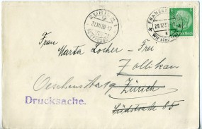 1938, 29.Dez., Drucks.-Bf.m. EF. FRANZENSBAD a WIR SIND FREI!(Handstpl.) nach ZÜRICH 1 ...