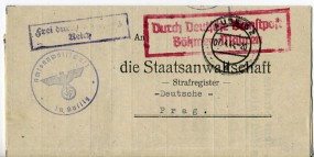 1944, 7.Apr., unfrank.Faltbf. AUSSIG 2 e(Handstpl.) nach Böhmen & Mähren. Porto: -. Abs....