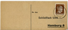 1942, 4.Jun., Drucks.-Kte. m. EF. AUSSIG 2 h(Handstpl.) nach Hamburg. Porto: RM 0.03.