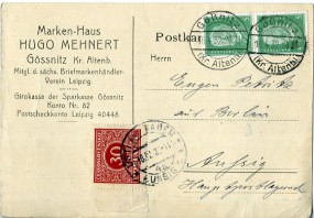 1932, 16.Apr., Kte. aus Deutschland m. MeF. GÖSSNITZ (KR.ALTENB.(Handstpl.) nach USTÍ ...