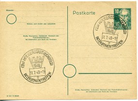 1949, 31.Jul., 10Pfg.-GA-Kte. (15a) HEILIGENSTADT (EICHSFELD) - VVN INTERZONENTREFFEN(So...