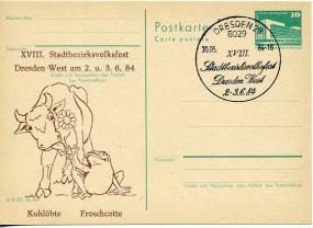 1984, 30.Mai , 10Pfg.-GA-Kte. 8029 DRESDEN 29 - XVIII. STADTBEZIRKSVOLKSFEST DRESDEN WEST...