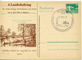 1983, 4.Jun., 10Pfg.-GA-Kte. 1601 EGSDORF - 4. LANDSCHAFTSTAG KÖNIGS WUSTERHAUSEN UND ZOS...