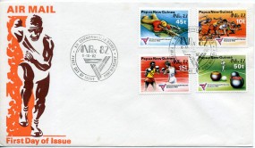 1982, 6.Okt., FDC m. MiF. PORT MORESBY - XII COMMONWEALTH GAMES ANPEX 82(So.-Stpl.). Kla...