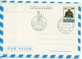 1978, 15.Mrz., 200L.-GA-Aerogramm. REPUBBLICA DI SAN MARINO U.F.(Handstpl.).