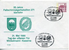 1980, 31.Mai , 60Pfg.-GA-Umschlag. 5860 ISERLOHN 1 - TAG DER OFFENEN TÜR WINKELMANN-KASER...