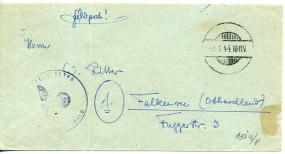 1944, 8.Apr., Bf. (stumm. Handstpl.) an Feldpostnr. L51340 (13./Fallsch.-Flak-Regt. 1).