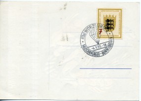 1955, 4.Sep., Ans.-Kte. m. EF. (13a) WÜRZBURG 2 - FALLSCHIRMJÄGER-BUNDESTREFFEN(So.-Stpl...