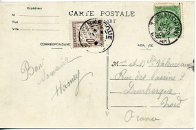 1909, 12.Okt., Ans.-Kte. m. EF. TOURNAI (STATION) DEPART(belg.Handstpl.) nach DUNKERQUE...