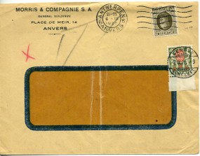 1929, 6.Sep., Fenster-Bf.m. EF. ANTWERPEN 6 ANVERS 6(belg.Masch.-Stpl.) nach GENÈVE CON...