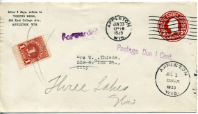1939, 30.Jun., 2¢-GA-Umschlag. APPLETON WIS.(Masch.-Stpl.) nach APPLETON WIS.. Postlau...